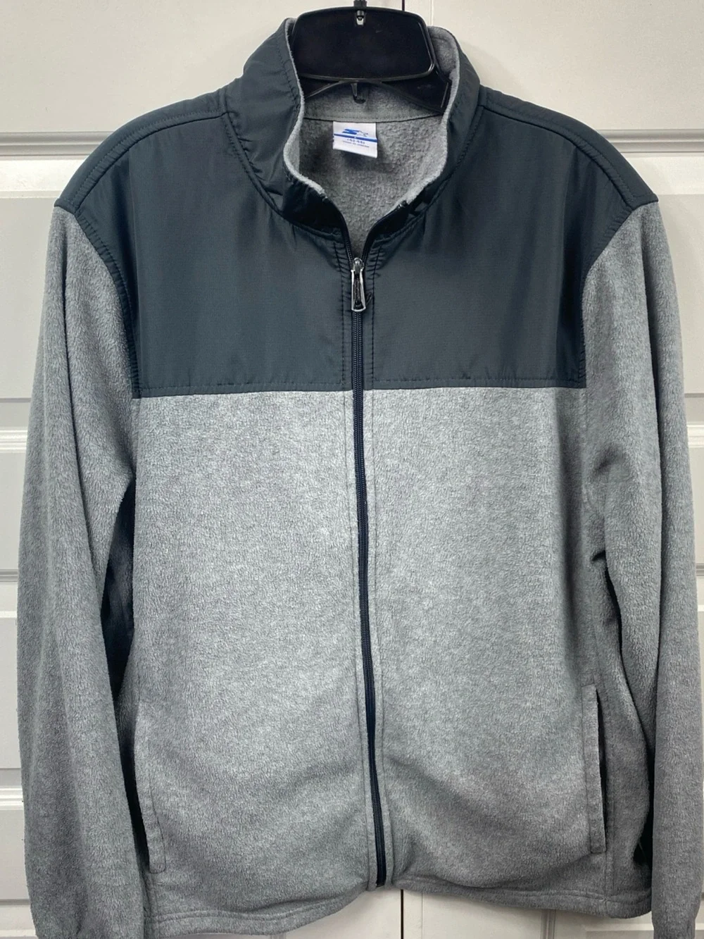 Starter Jacket Men Large Heather Gray Fleece Full Zip Mock Neck Bomber Sweater